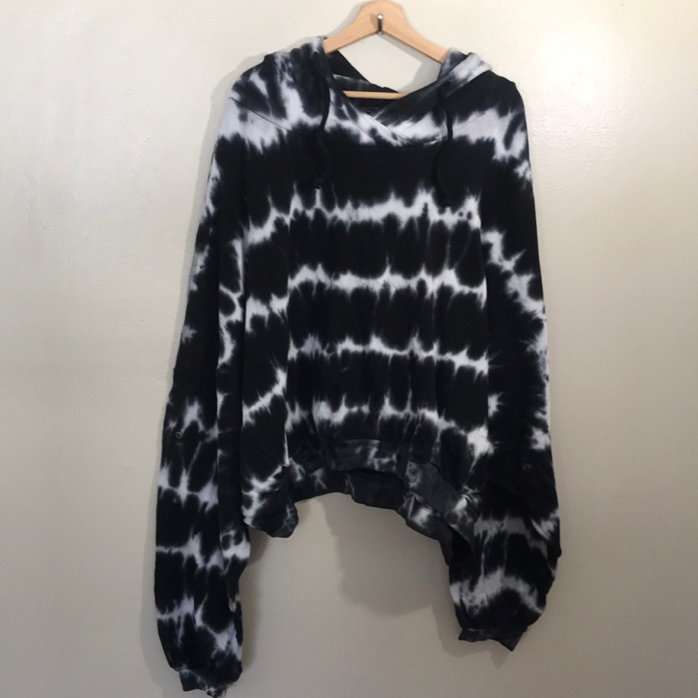 NEW Like Love Black and White Tie-Dye Oversized Hoodie